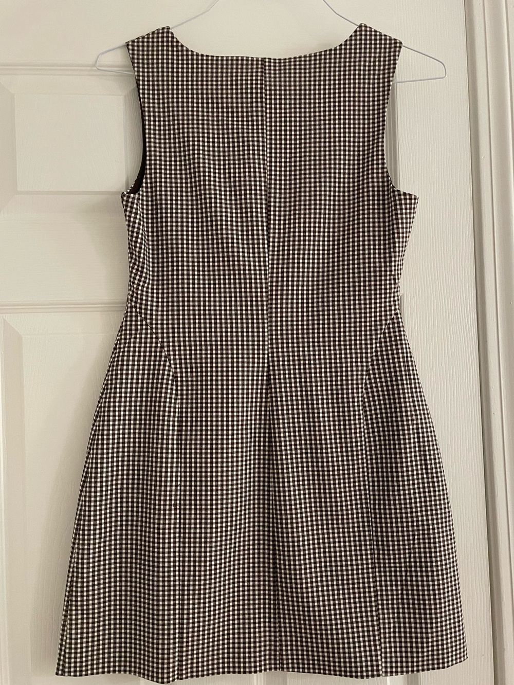 Revolve Caroline Constas Brown and White Gingham Mini Dress - Picture 4 of 10